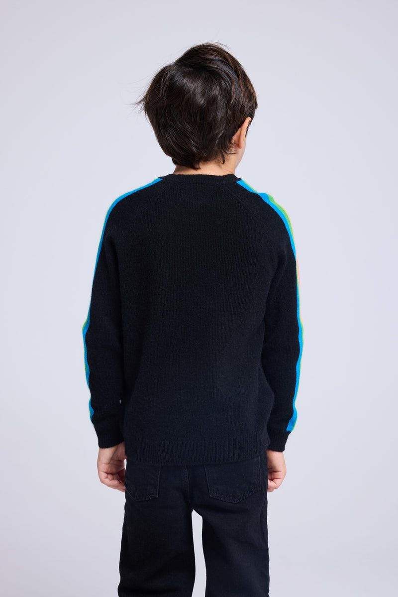 Pull Col Rond Manches Arc En Ciel Luz - Noir