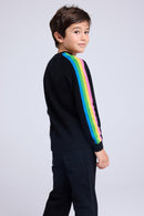 Pull Col Rond Manches Arc En Ciel Luz - Noir