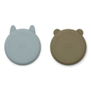 Liewood - Set de 2 platos mixtos Olivia Azul Niebla/Kaki