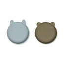 Liewood - Set de 2 platos mixtos Olivia Azul Niebla/Kaki