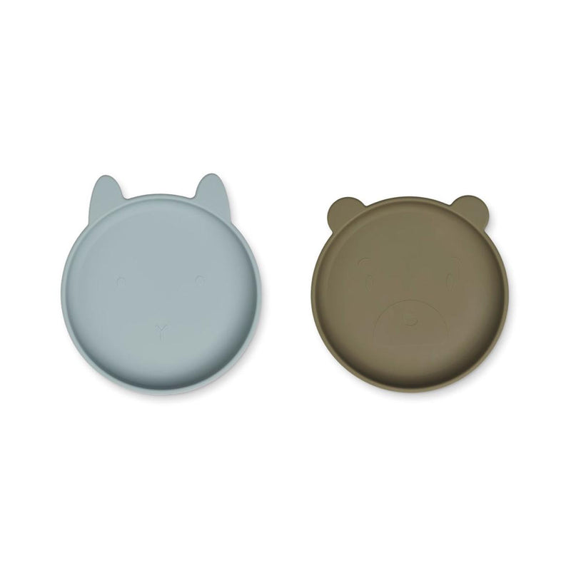 Liewood - Set de 2 platos mixtos Olivia Azul Niebla/Kaki