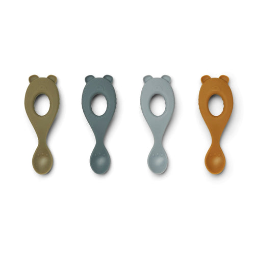Set of 4 Liva blue multi mix spoons from LIEWOOD - Liewood selection available on amaetc.com, eco friendly concept store for children
