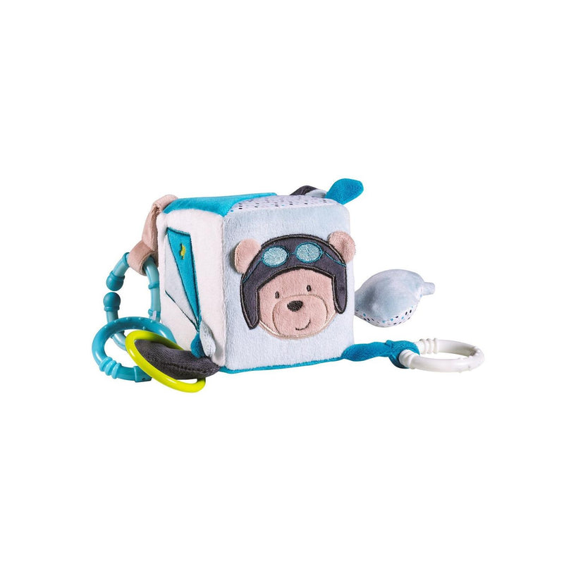 Cube D'Activites En Velours Bleu