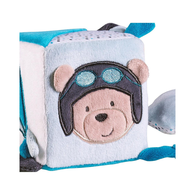 Cube D'Activites En Velours Bleu