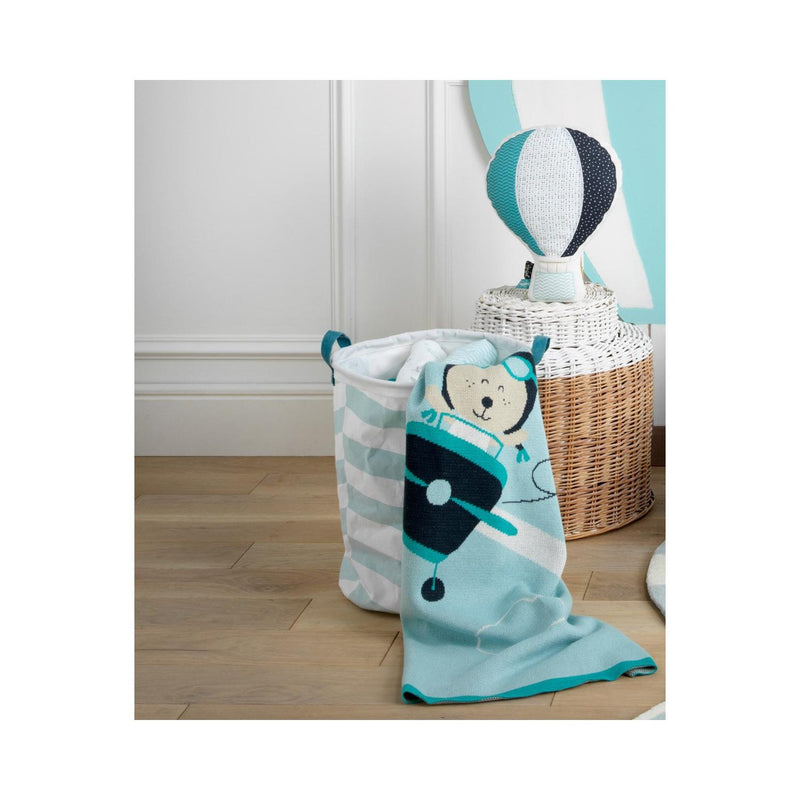 Couverture Maille 100X80Cm En Coton Bleu