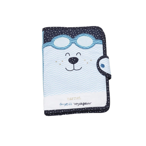 Protege Carnet De Sante En Coton Bleu