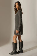 Robe Col Montant Volants Poignets - Lyamia - Anthracite Chiné