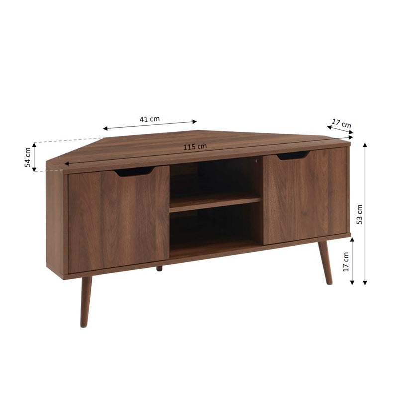 Corner TV Unit - Lyna - Walnut Effect
