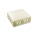 Floor Cushion - Natural Linen - Sage Green Suzani Piping