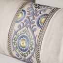 Cushion - Sky Cocoon - Natural Linen - Suzani Celestial Blue