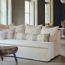 Cushion - Sky Cocoon - Natural Linen - Suzani Celestial Blue