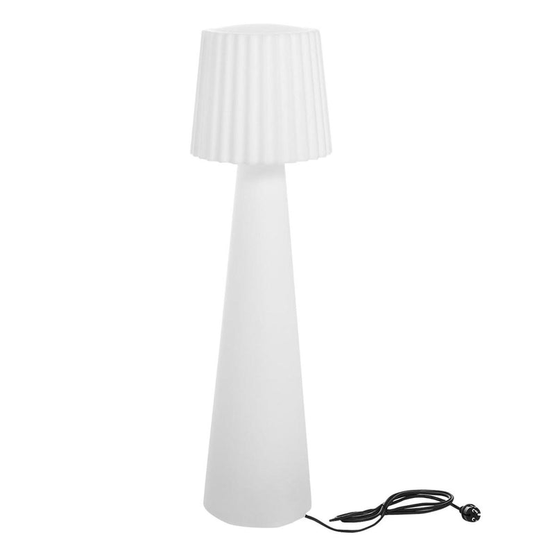 Luminosa lámpara de pie de diseño con cable y pantalla ondulada para exterior, potente iluminación LED blanca LADY H150cm base E27 - REDDECO.com