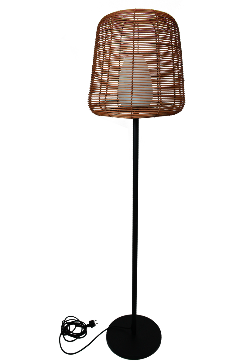 Lampadaire filaire design poly rotin pour extérieur LED blanc TALL BOHEME H150cm culot E27 - REDDECO.com