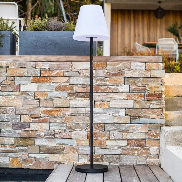 Solar and rechargeable luminous floor lamp metal base warm white / white dimmable LED STANDY SOLAR H150cm - REDDECO.com