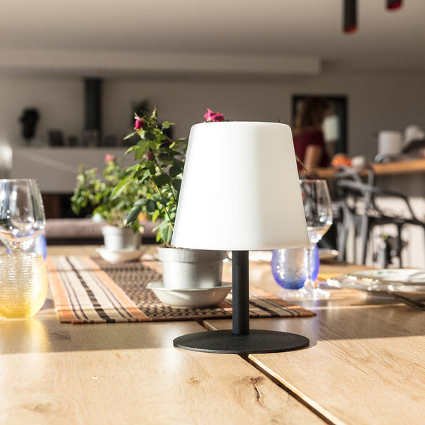Wireless table lamp black steel base warm white/white dimmable LED STANDY MINI Dark H25cm - REDDECO.com