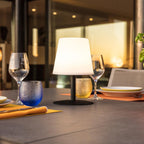 Lámpara de mesa inalámbrica base de acero negro blanco cálido/blanco LED regulable STANDY MINI Dark H25cm - REDDECO.com