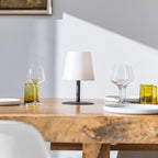 Lámpara de mesa inalámbrica base de acero negro blanco cálido/blanco LED regulable STANDY MINI Dark H25cm - REDDECO.com