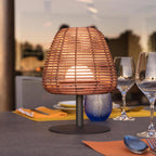 Lámpara de mesa inalámbrica de polirratán LED blanco cálido/blanco regulable BOHEME H25cm - REDDECO.com