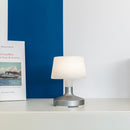 Lámpara de mesa táctil de diseño inalámbrica base de acero blanco cálido/blanco LED regulable HELEN SILVER H21cm - REDDECO.com