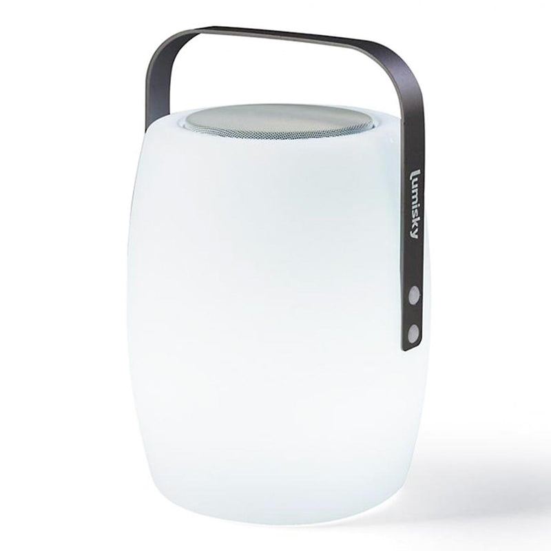 Lámpara altavoz bluetooth inalámbrico mango de aluminio blanco/multicolor LED regulable LUCY PLAY H31cm con mando a distancia - REDDECO.com