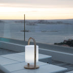 Lampe enceinte bluetooth sans fil poignée bois LED blanc/multicolore dimmable WOODY PLAY H37cm avec télécommande - REDDECO.com