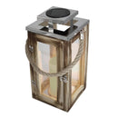 Lanterne solaire chic en bois naturel et inox poignée en corde LED blanc chaud OAKY H41cm - REDDECO.com