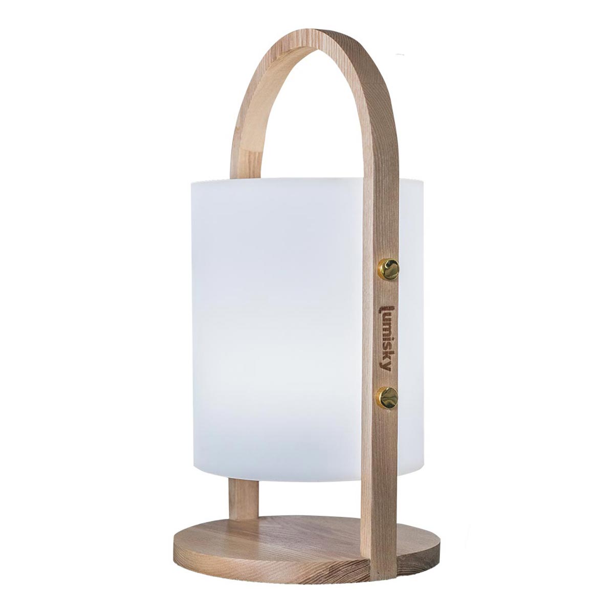 Linterna inalámbrica diseño escandinavo mango de madera natural LED blanco cálido/blanco regulable WOODY H37cm - REDDECO.com