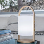 Linterna inalámbrica diseño escandinavo mango de madera natural LED blanco cálido/blanco regulable WOODY H37cm - REDDECO.com
