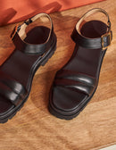 Lara Flat Sandals - Black Leather