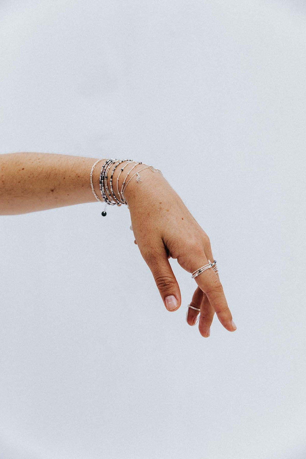 Satellite Silver Chain Ring - Hematite
