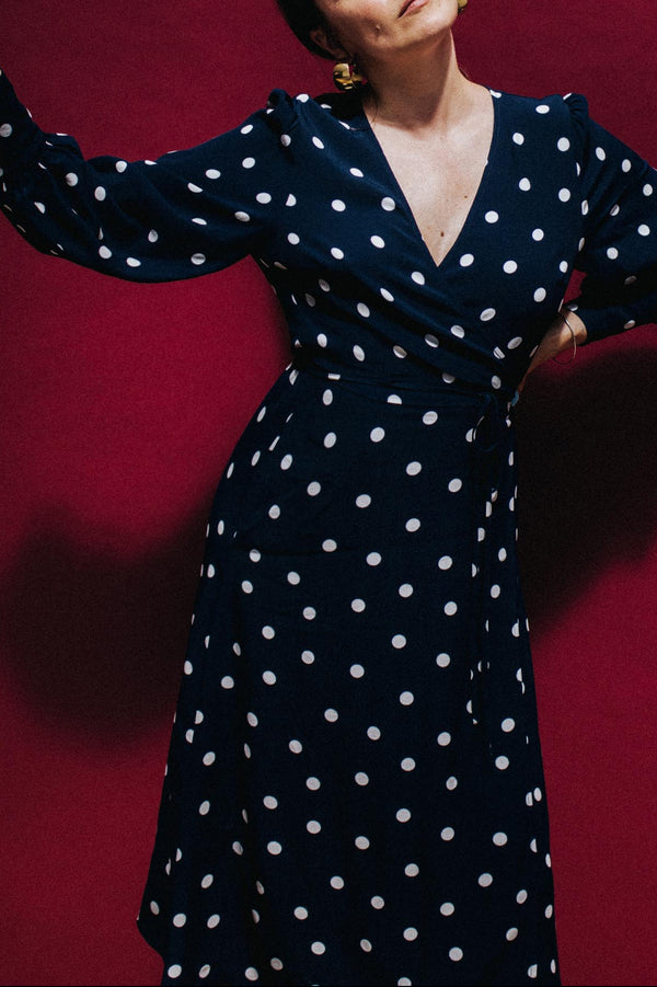 Kjole Marla - Polka Navy