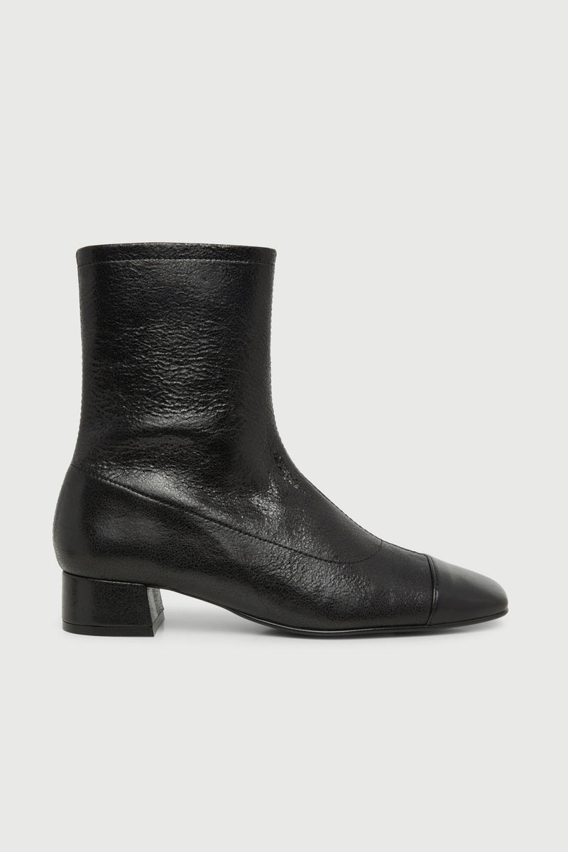 Bottines Laurie - Cuir Métallisé Noir