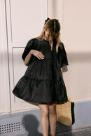 Vestido Le Terrence De Satén De Algodón - Negro