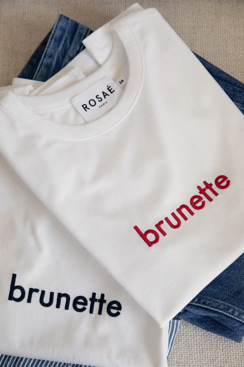 T-Shirt Le Thomas Brunette - Blanc Et Rouge - Femme
