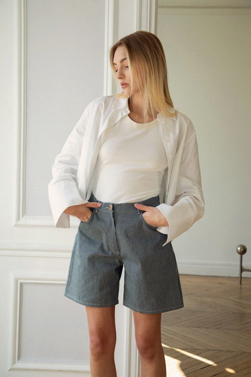 Short Le Uberto - Rayures Bleu Marine
