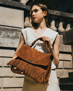 Bolso de mano Mick con flecos - Camel