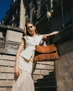 Bolso de mano Mick con flecos - Camel