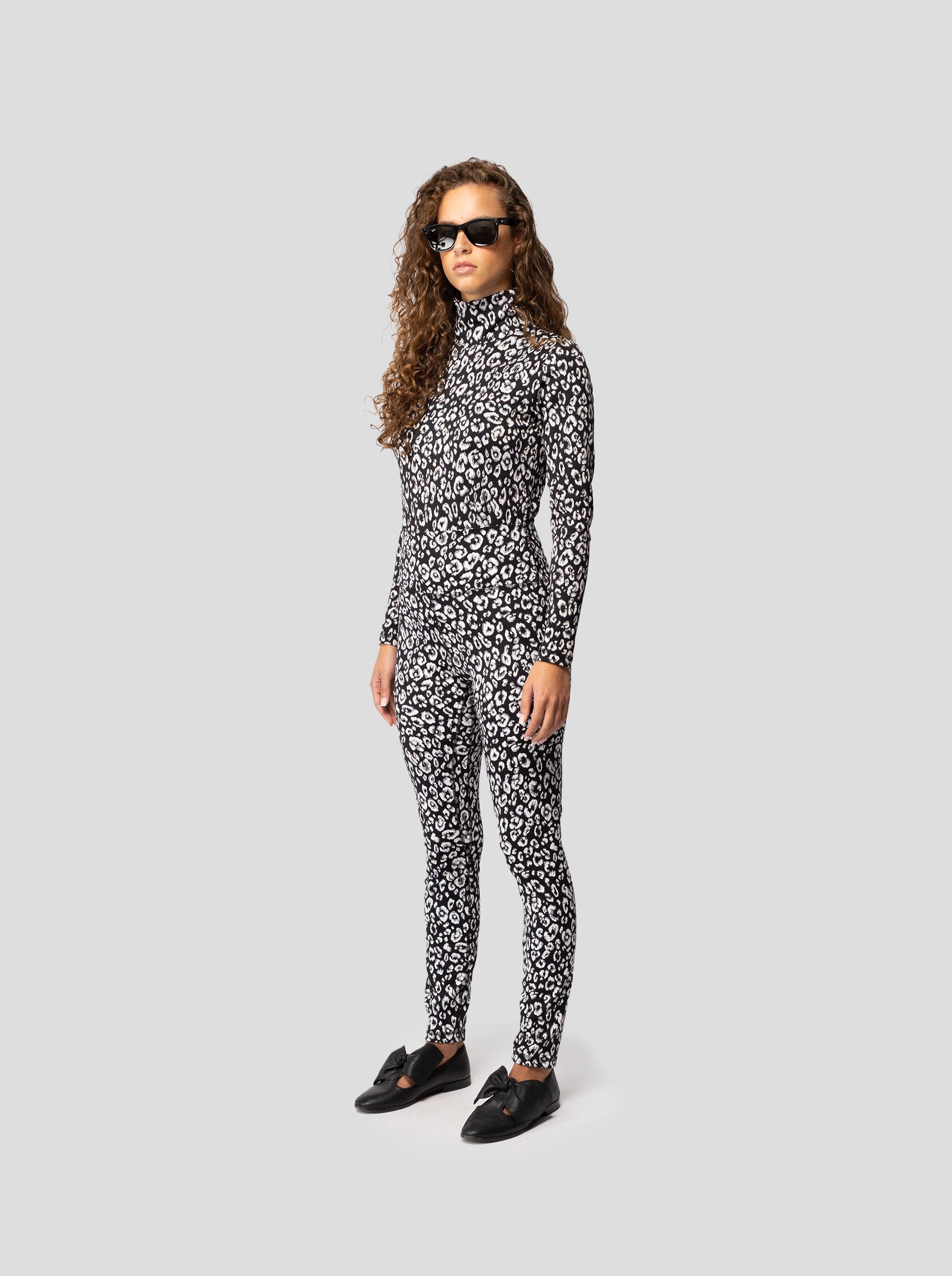 Legging Glue In de punto con leopardo negro y blanco