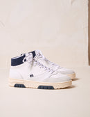Leopold high-top sneakers - Leather & Suede Blanc Navy