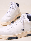 Leopold high-top sneakers - Leather & Suede Blanc Navy