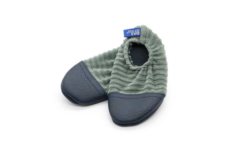 Les Petits Velours Gris Vert - Chaussons Souples - Pour L'Intérieur