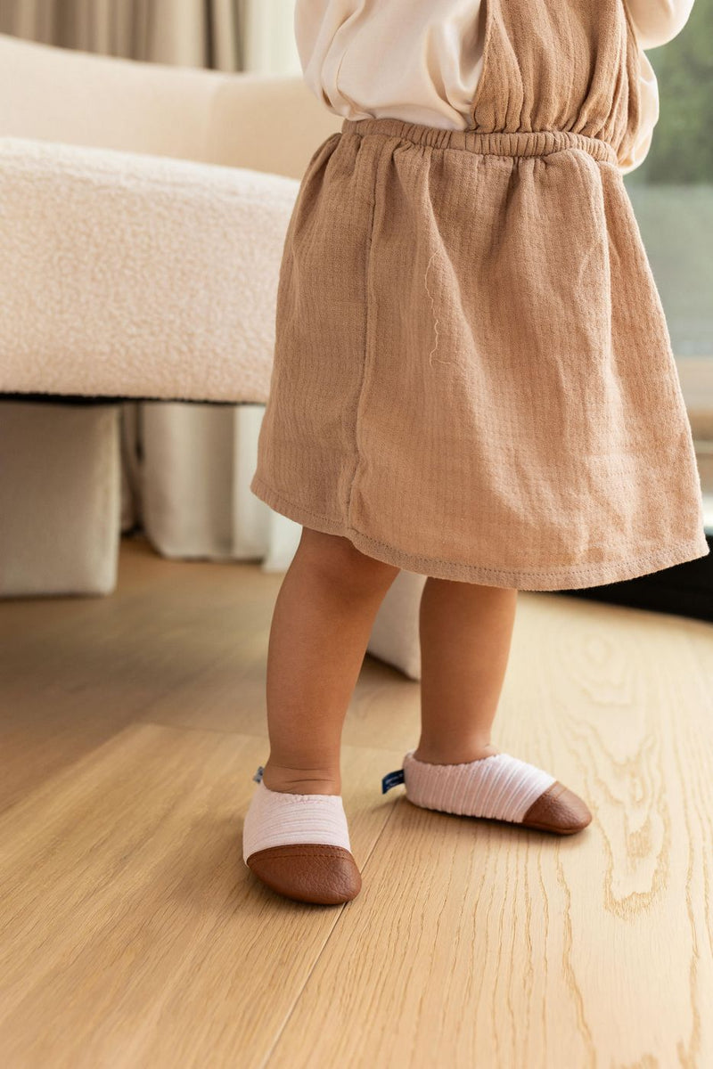 Les Petits Velours Rose Pâle - Chaussons Souples - Pour L'Intérieur