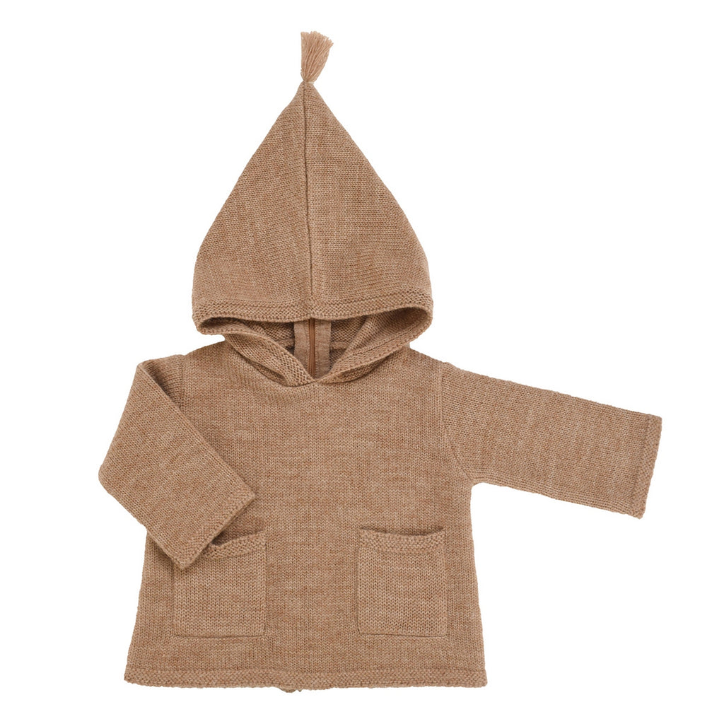 Burnous Anatole Tricot Beige Chiné 100% Laine - Bébé