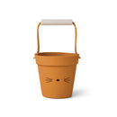 Mustard cat silicone bucket - Liewood selection to find on amaetc.com, eco friendly concept store for children