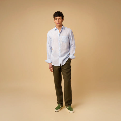 Chemise Striped Linen Green White Archive