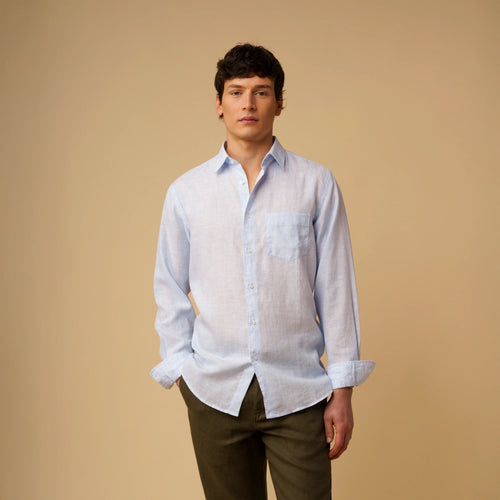 Chemise Linen Blue White