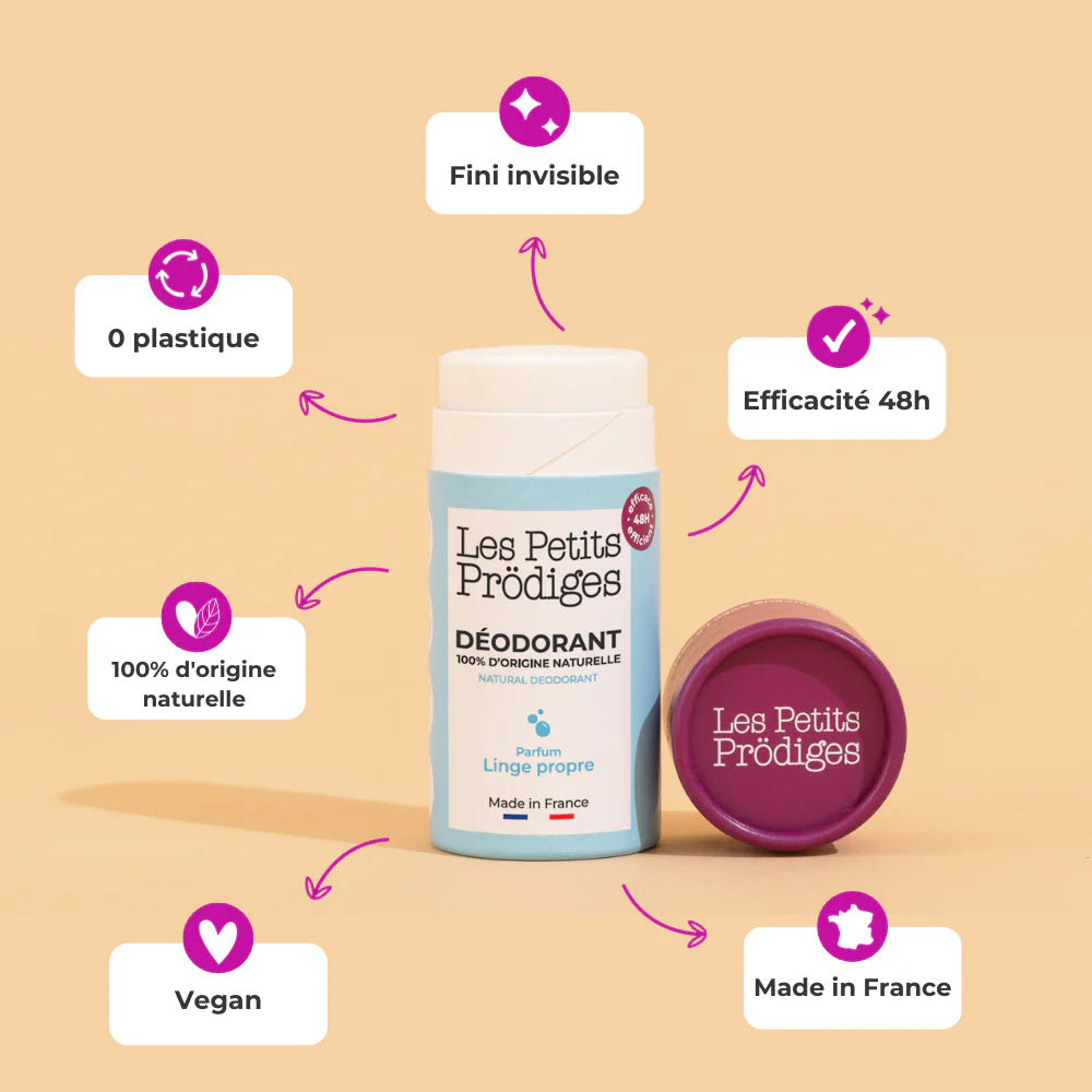 Déodorant linge propre efficace 48h fini invisible et naturel