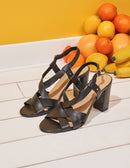 Lisa H Heeled Sandals - Black Leather
