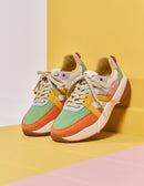 Lison Low Sneakers - Suede Vegan And Mesh Peach Lime Water Green