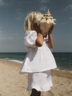 girls' white linen summer shorts